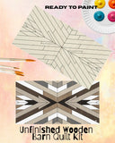 Aztec Barn Quilt Pattern: Paintable Wood Craft Kit | DIY Barn Quilt Kit Modern Southwest Style Crafts