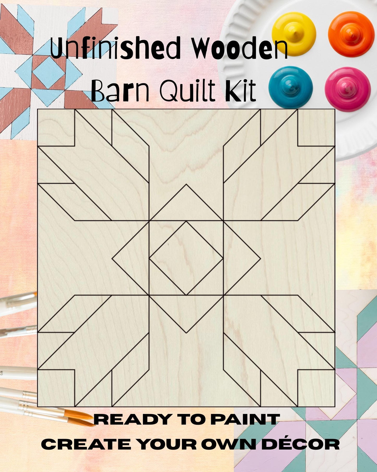 Tulip Barn Quilt Kit: Wooden DIY Craft for Adults | Floral Wood Quilting Patterns to Paint | Paintable Unfinished Wall Art Crafts - A Vision to Remember