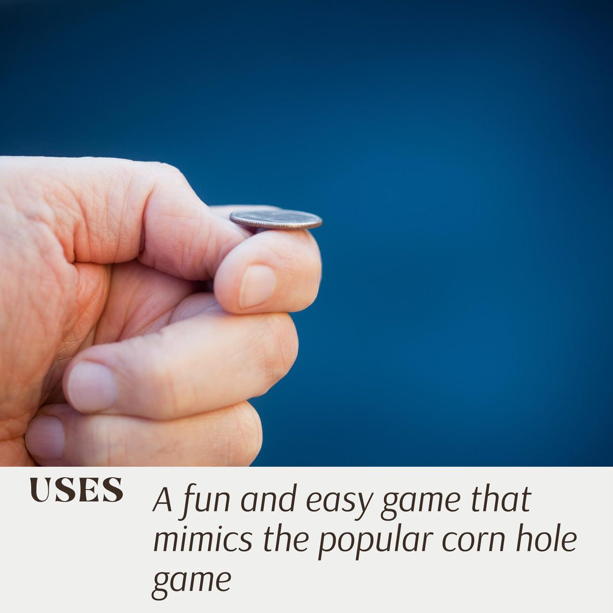 Mini wooden cornhole coin toss game board