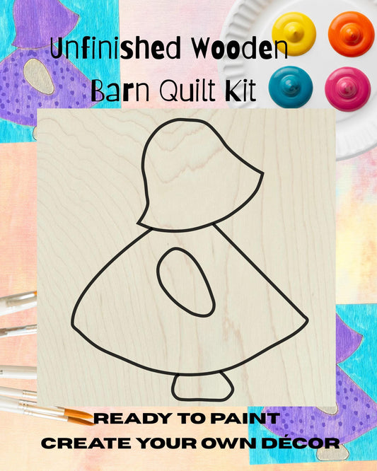 Sun Bonnet Sue Quilt Unfinished Wood Sign | Vintage Baby Doll | Wooden Dutch Girl Barn Quilt Craft Kit | Paintable Wood Quilt Sign Wall Art - A Vision to Remember