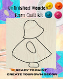 Sun Bonnet Sue Quilt Unfinished Wood Sign | Vintage Baby Doll | Wooden Dutch Girl Barn Quilt Craft Kit | Paintable Wood Quilt Sign Wall Art
