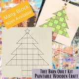 Christmas Tree Wooden Barn Quilt Block: Unfinished Quilt Kit for Painting | Quilt Paint Project Christmas Tree Quilt |