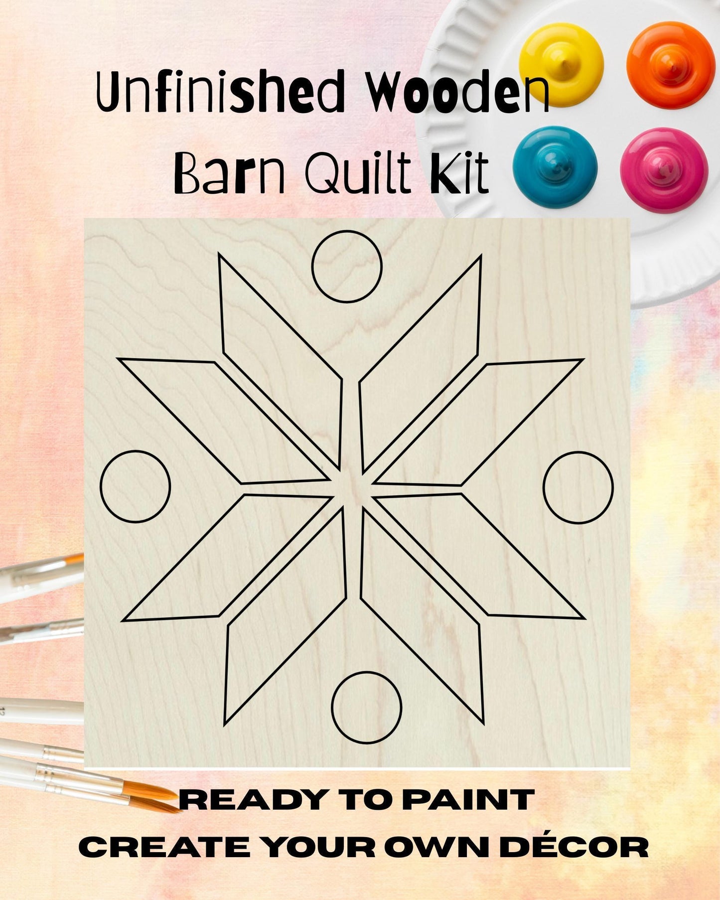 Patchwork Star Barn Quilt Wooden Barn Block, DIY Kits for Adults Unfinished Wood Sign | Paintable Snowflake Quilting Art - A Vision to Remember