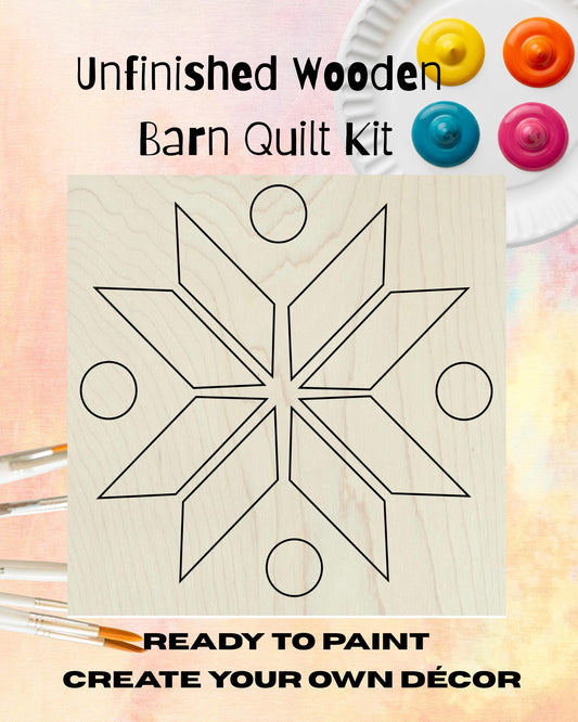 Patchwork Star Barn Quilt Wooden Barn Block, DIY Kits for Adults Unfinished Wood Sign | Paintable Snowflake Quilting Art - A Vision to Remember