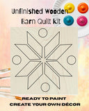 Patchwork Star Barn Quilt Wooden Barn Block, DIY Kits for Adults Unfinished Wood Sign | Paintable Snowflake Quilting Art