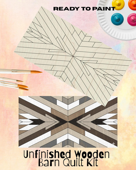 Aztec Barn Quilt Block: Rectangle DIY Kit | Wooden Mosaic Sign Kit | Unfinished DIY Quilt Wood Paintable Wall Art - A Vision to Remember