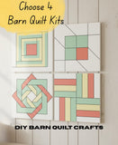 Pick 4 Wooden Barn Quilt Wood Sign | 8 Inch Unfinished DIY Craft Kit | Paint Your Coaster