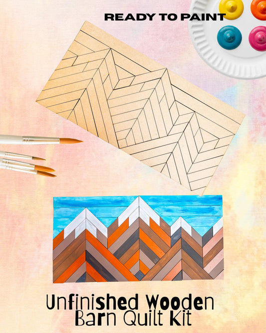 Mountain Wooden Wall Art: Grand Teton DIY Craft Kit - 4 Peak | Mosaic Farmhouse Decor to Paint | Paintable Wood Art | Adventure Scene - A Vision to Remember