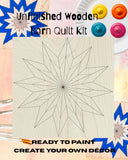 Starburst Barn Quilt Kit: Unfinished Wooden Star Quilt Kit | Paintable Sewing Room Wall Art crafts | Beginner Farmhouse Decor to Paint