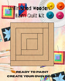 Log Cabin Barn Quilt Block: Unfinished Wood DIY Kit | Barn Quilt Designs