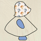 Sun Bonnet Sue Quilt Unfinished Wood Sign | Vintage Baby Doll | Wooden Dutch Girl Barn Quilt Craft Kit | Paintable Wood Quilt Sign Wall Art