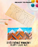 Mountain Art Wooden Wall Art, National Park DIY Crafts for Adults Unfinished Sign to Paint | Group Painting Kit |  4 Mountainous Peaks