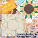 Sunflower Wooden Barn Quilt Block: Unfinished DIY Kit | Barn Quilt Group DIY Flower Party Make & Take | Paintable Barn Quilt