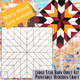 Large Wooden Star Barn Quilt Block: DIY Craft Kit | Barn Art Project DIY Wood Door Hanger | Group Painting Kit