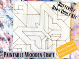 Butterfly Barn Quilt Block: Ready to Paint Craft Kit |  DIY Barn Quilt Art | Quilted Wood Blocks | Paint Your Quilt