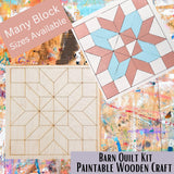 Diamond Flower Wooden Barn Quilt Block: Floral Wall Decor Wood Barn Quilt Kit | Sewing & Quilting Room Decor | Group Paint Party
