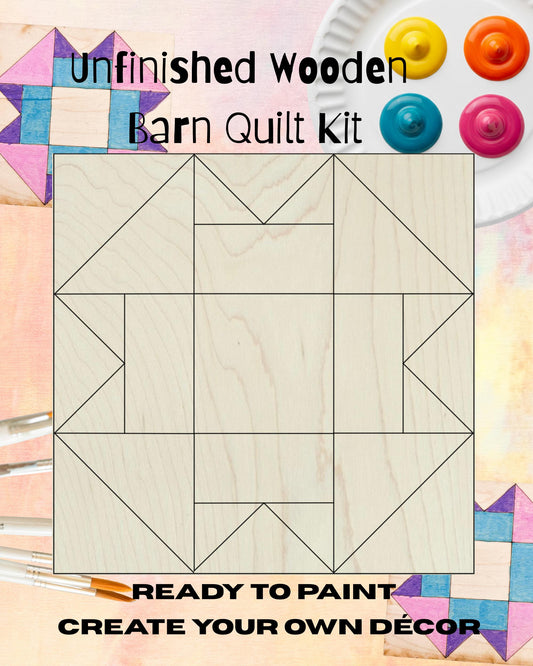 Aesthetic Barn Quilt Block: Unfinished Wood DIY Kit | DIY Barn Quilt Kit Indoor | Wood Quilt Block Crafty Barn Quilt Sign - A Vision to Remember