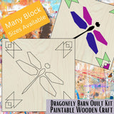 Dragonfly Barn Quilt Pattern: DIY Craft Kit for Adults | Craft Kit for Adults | Quilted Wood Blocks Stencils Preprinted