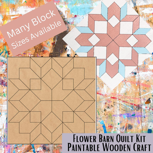 Large Flower Barn Quilt Block: Unfinished Wood DIY Kit | DIY Barn Quilt Kit Indoor - A Vision to Remember