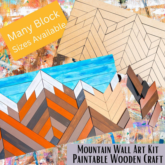 Mountain Wooden Wall Art: Unfinished DIY Craft Kit | 4 Peaks Mountain Silhouette Paint Kit | National Park Cabin Wooden Unfinished Decor - A Vision to Remember