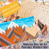 Mountain Wooden Wall Art: Unfinished DIY Craft Kit | 4 Peaks Mountain Silhouette Paint Kit | National Park Cabin Wooden Unfinished Decor