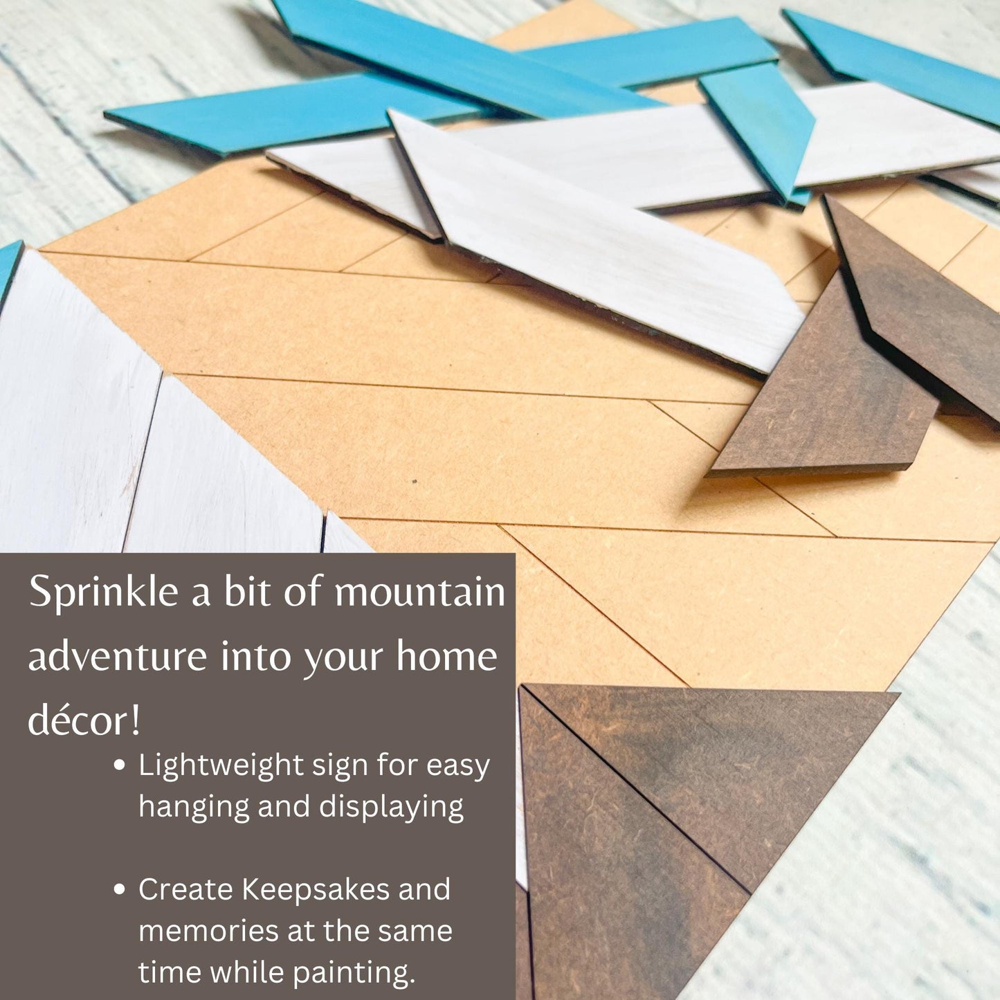 Mountain Art Wooden Wall Art, National Park DIY Crafts for Adults Unfinished Sign to Paint | Group Painting Kit |  4 Mountainous Peaks - A Vision to Remember
