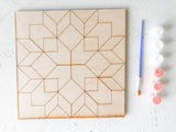 Large Flower Wall Sign Barn Quilt Block: Unfinished Wood DIY Kit for Adults | Modern DIY Mosaic Sign Kit