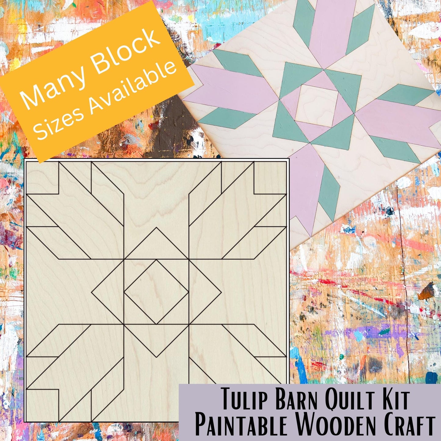 Tulip Barn Quilt Kit: Wooden DIY Craft for Adults | Floral Wood Quilting Patterns to Paint | Paintable Unfinished Wall Art Crafts - A Vision to Remember