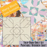Tulip Barn Quilt Kit: Wooden DIY Craft for Adults | Floral Wood Quilting Patterns to Paint | Paintable Unfinished Wall Art Crafts