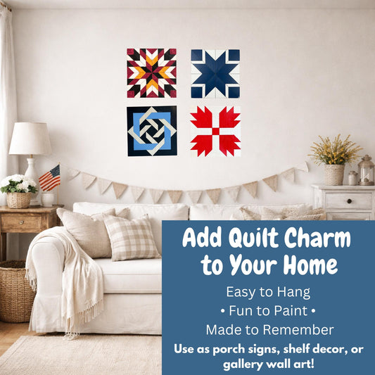 Large Wooden Star Barn Quilt Block: DIY Craft Kit | Barn Art Project DIY Wood Door Hanger | Group Painting Kit - A Vision to Remember