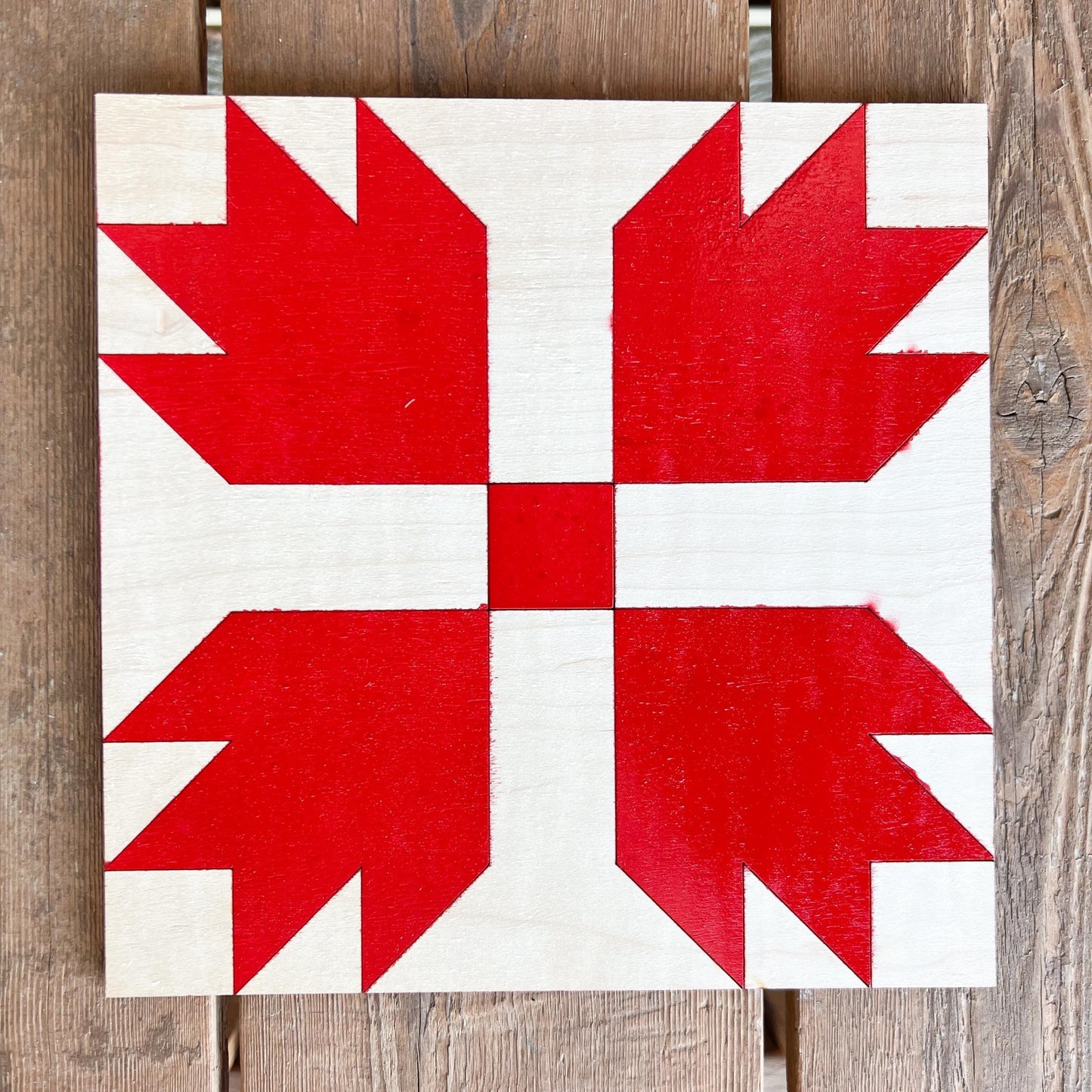 Wooden Barn Quilt Kit: Unfinished Bear Paw Pattern | Paint Your Own Quilt Patterns for Adults & Kids - A Vision to Remember