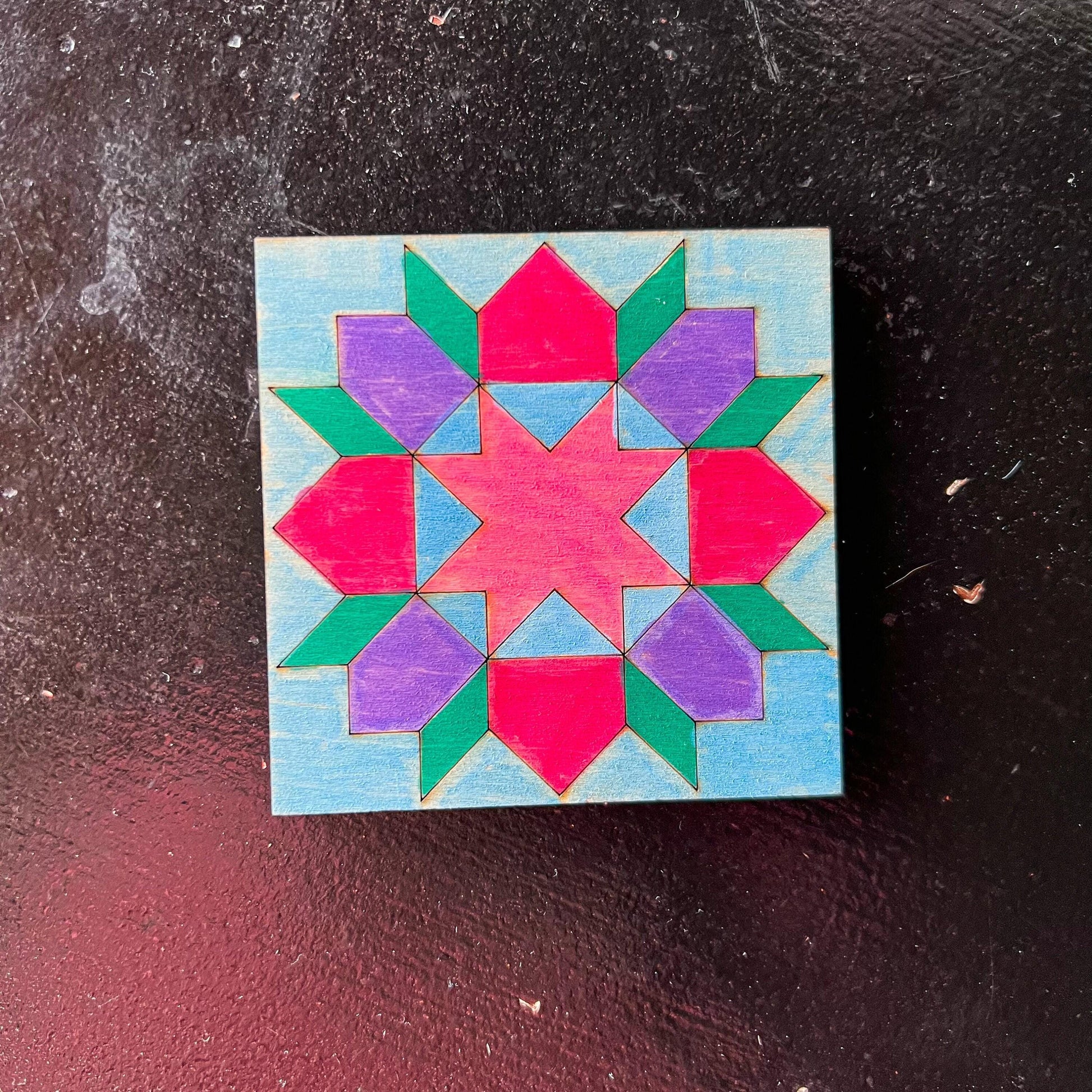 Star in a Flower Star Barn Quilt Block: Unfinished DIY Kit (Swoon) | Star in a Flower Barn Quilt Craft Kit Unfinished Beginner Sewing Room - A Vision to Remember