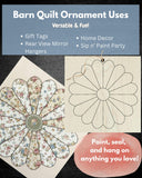 Floral Barn Quilt Christmas Ornament DIY Kit: Unfinished Wood, Swoon Star Flower Barn Quilt Pattern | Mini Hang Tag Craft Kit Make Take