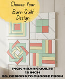 Pick 4 Wooden Barn Quilt DIY Kit: 12-Inch Wood Quilting Blocks |  DIY Barn Quilt Art | Quilted Wood Blocks | Paint Your Quilt
