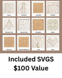 Barn Quilt SVG Bundle | 50+ Laser Cut Files | Wood Quilt Patterns Glowforge Lightburn Inkscape DIY Paint Sign Designs