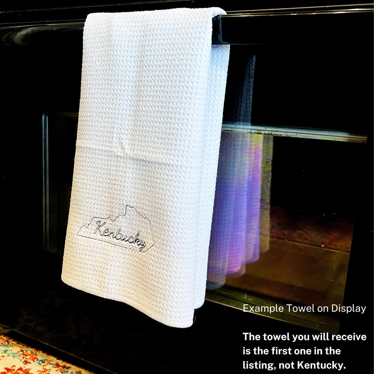 Embroidered state map kitchen towel