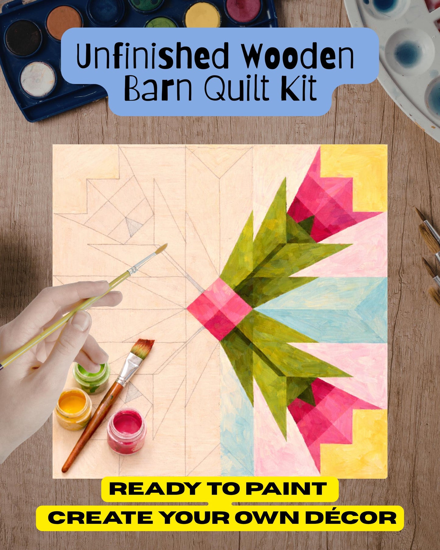 Barn Quilt Kit DIY | Thistle Rose Pattern | Paint Your Own Quilt | Wood Quilt Block Craft Kit Adults - A Vision to Remember
