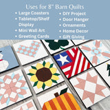 Pick 4 Wooden Barn Quilt Wood Sign | 8 Inch Unfinished DIY Craft Kit | Paint Your Coaster