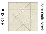 HST Star Wooden Barn Quilt Block: Unfinished DIY Kit | Hobby Sewing Room Paintable Wall Art