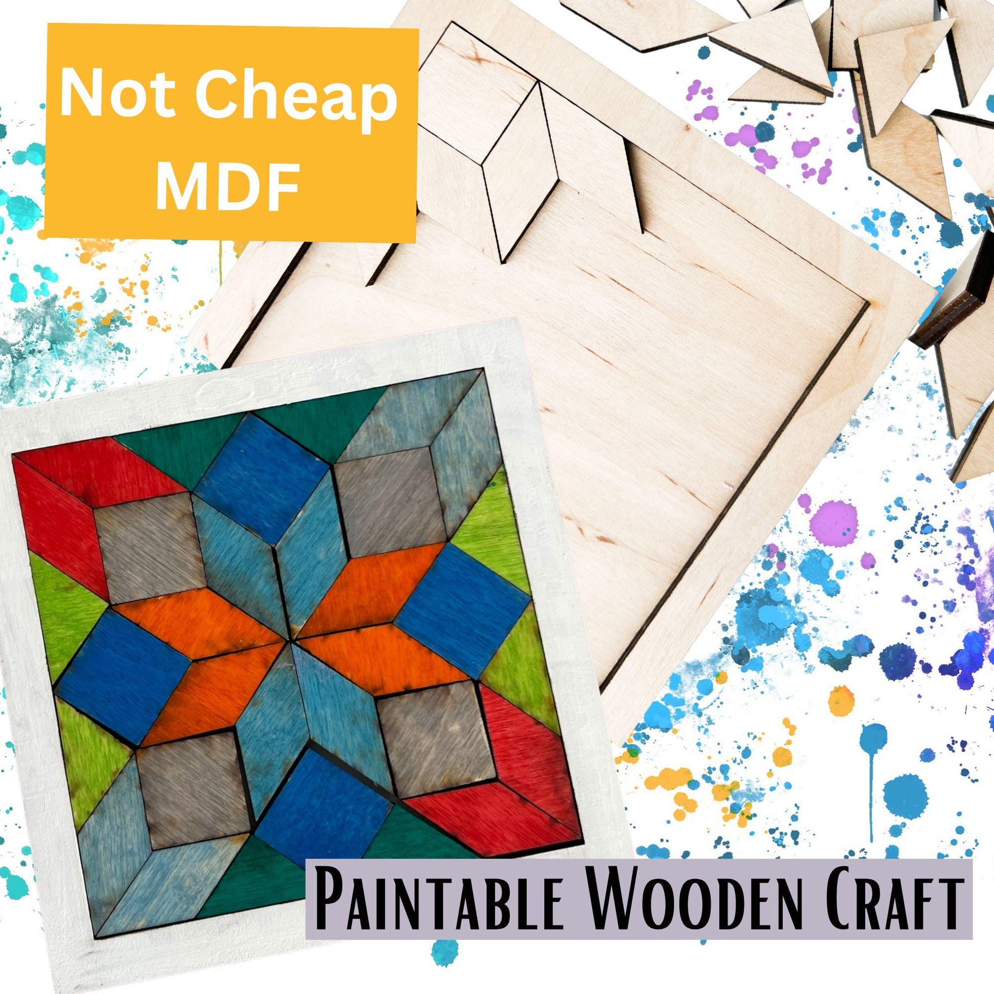 Blank Barn Quilt Puzzle Quilted Wood Blocks | Woodcraft Quilting Kits | Paintable Quilts Art | Wooden Patchwork Mini Signs | Handmade Puzzle - A Vision to Remember