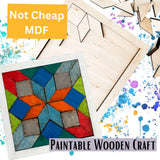 Blank Barn Quilt Puzzle Quilted Wood Blocks | Woodcraft Quilting Kits | Paintable Quilts Art | Wooden Patchwork Mini Signs | Handmade Puzzle