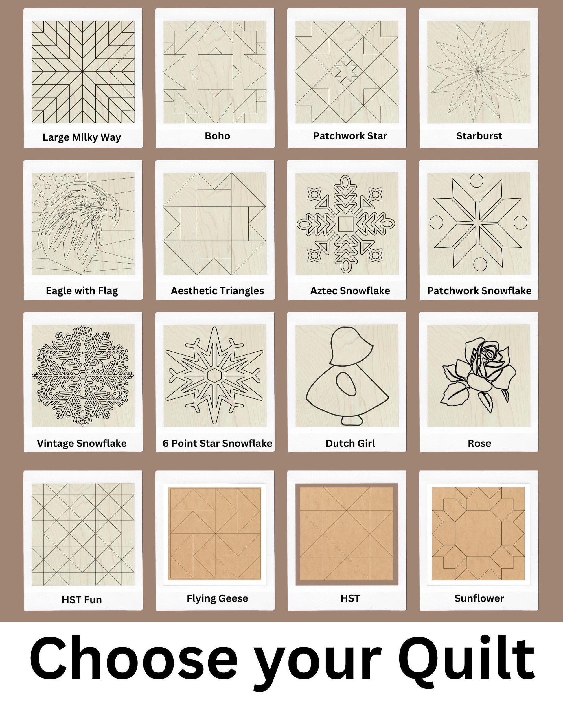 Pick 4 Wooden Barn Quilt Wood Sign | 8 Inch Unfinished DIY Craft Kit | Paint Your Coaster - A Vision to Remember