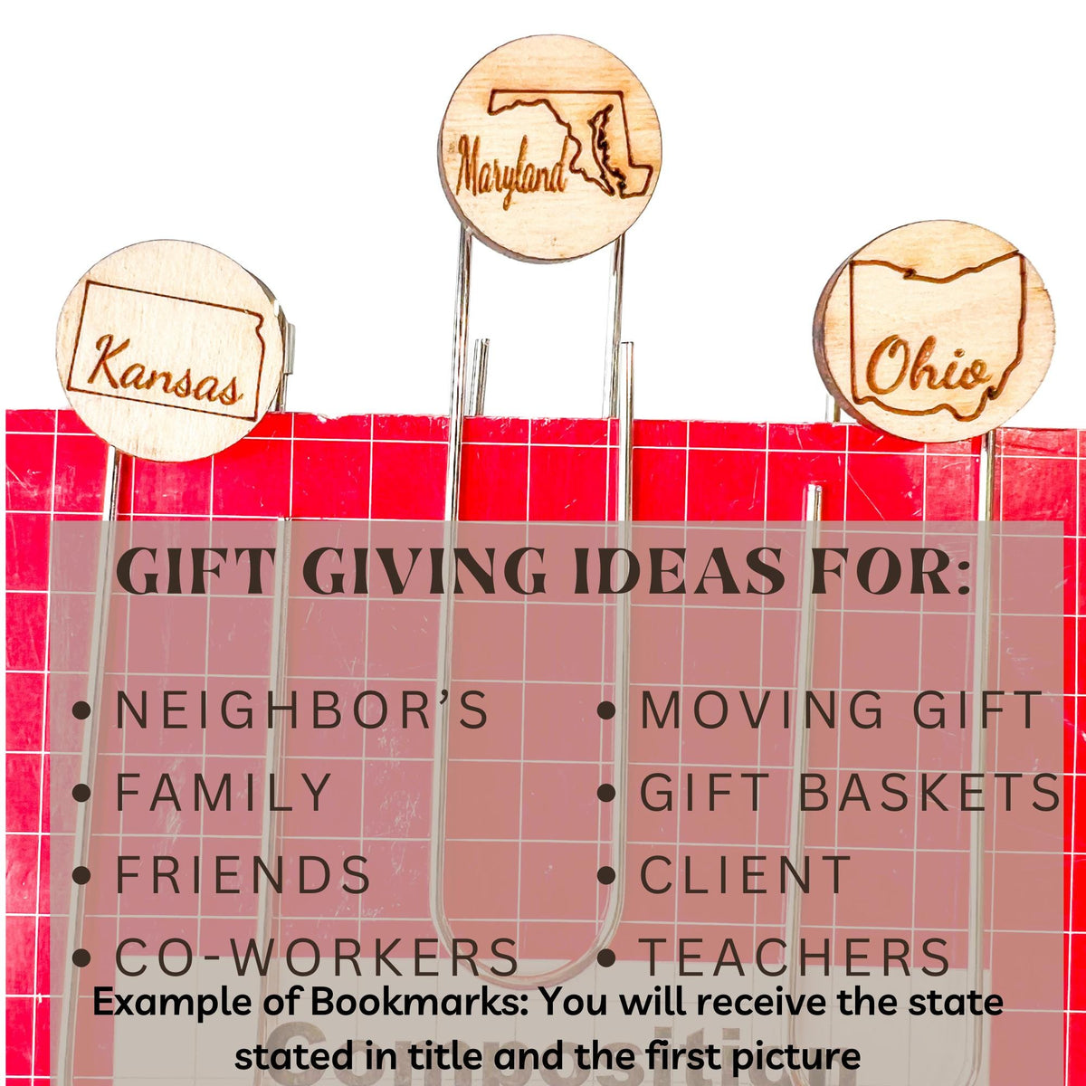 State housewarming gift set with towel, wood ornament and bookmark