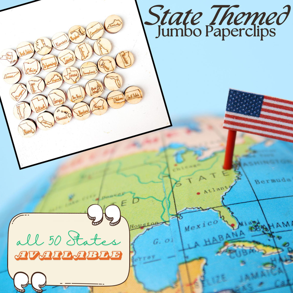 State housewarming gift set with towel, wood ornament and bookmark