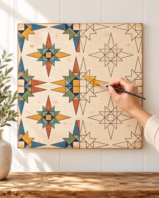 Unfinished wooden mandala barn quilt kit to paint