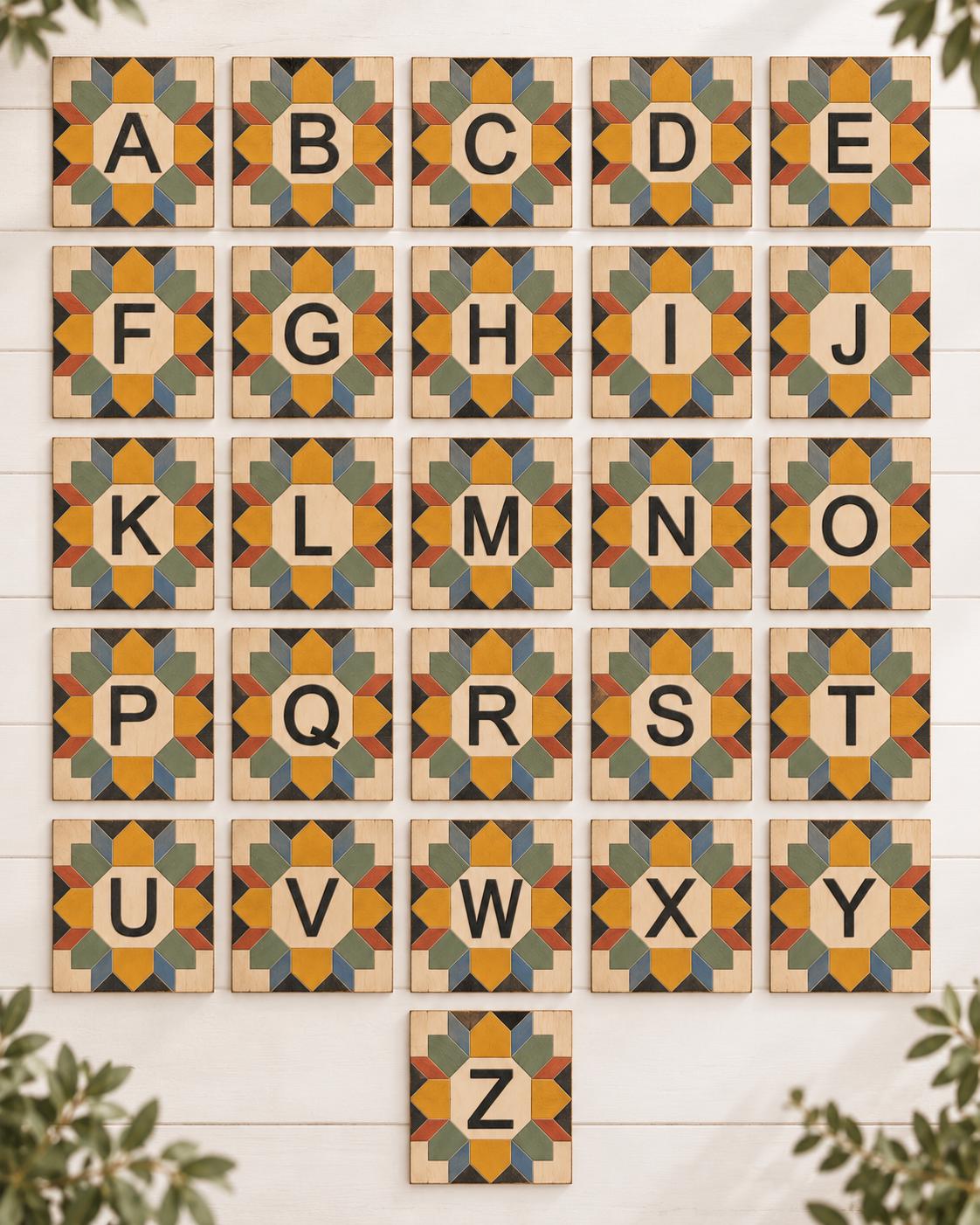 Unfinished wooden monogram letter barn quilt kit to paint
