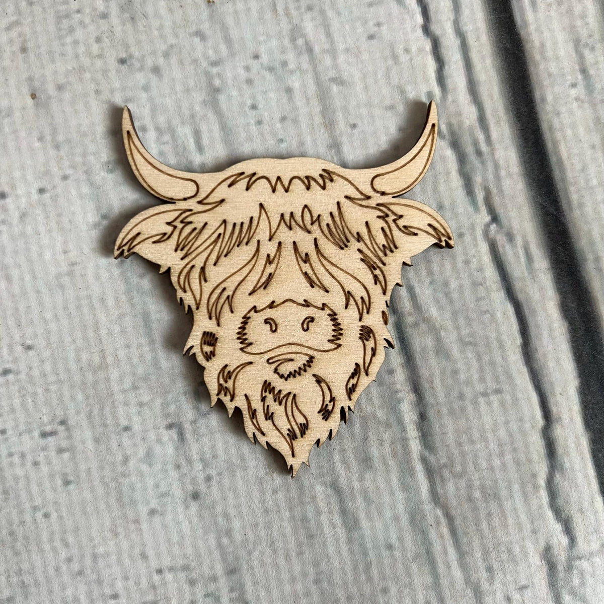 Unfinished wooden highland cow sign kit to paint