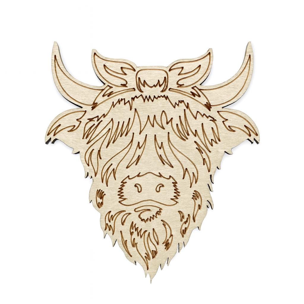 Unfinished wooden highland cow sign kit to paint