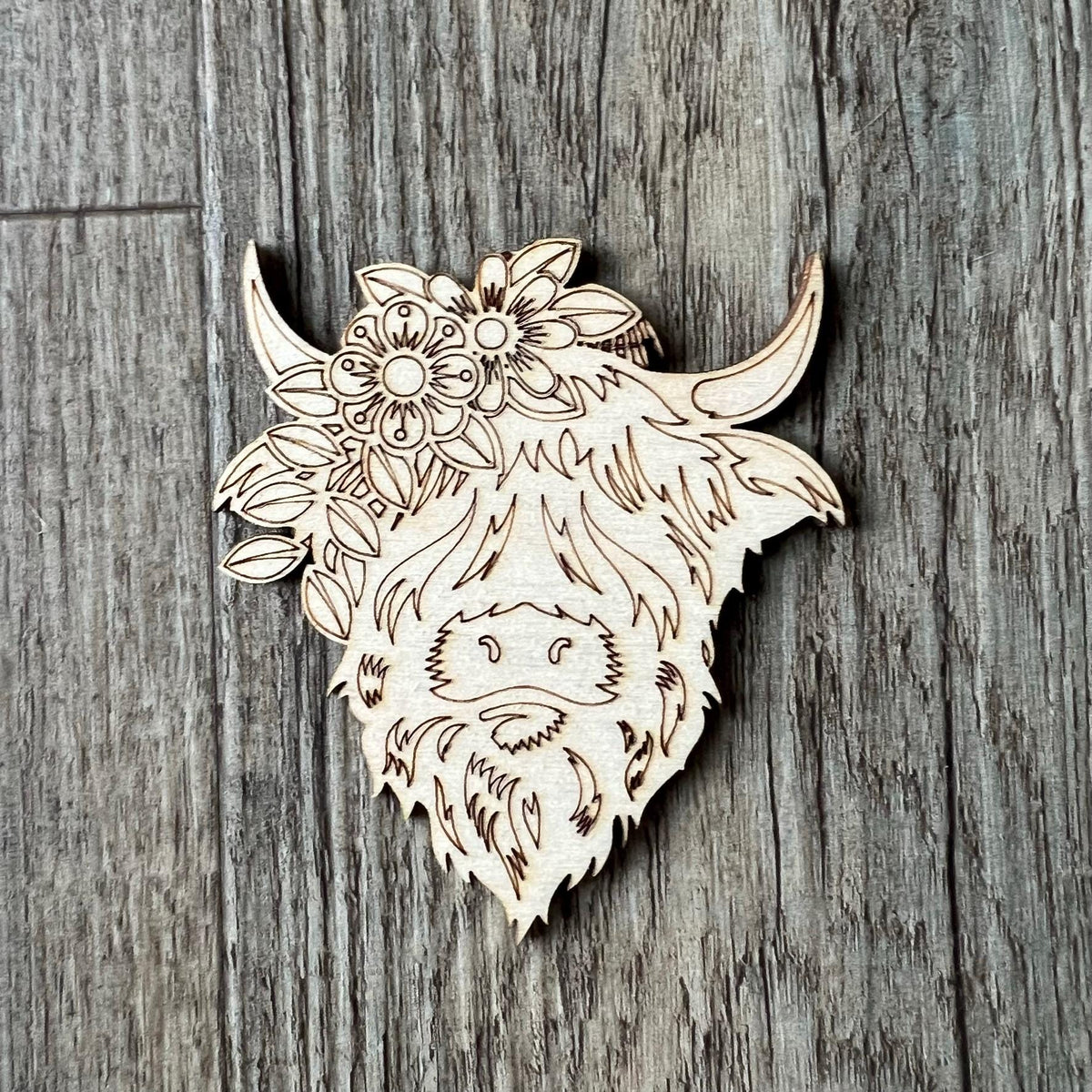 Unfinished wooden highland cow sign kit to paint