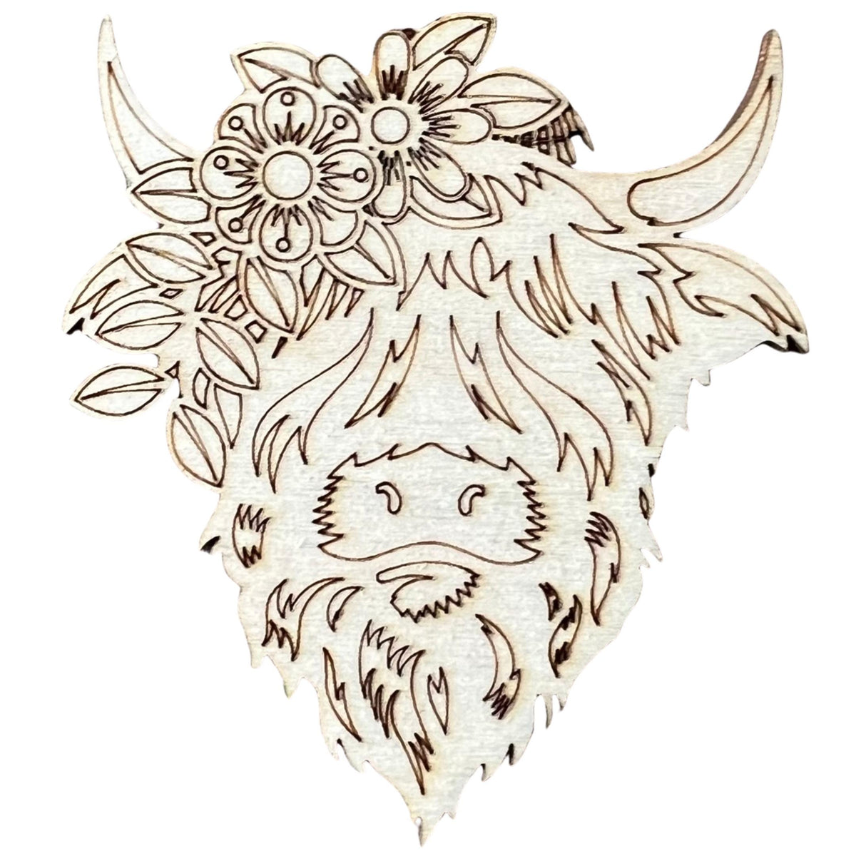 Unfinished wooden highland cow sign kit to paint